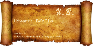 Udvardi Béla névjegykártya